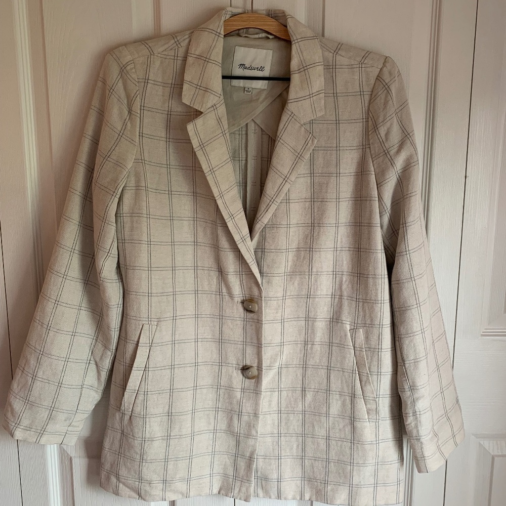 Madewell Dorset Windowpane Linen Blazer